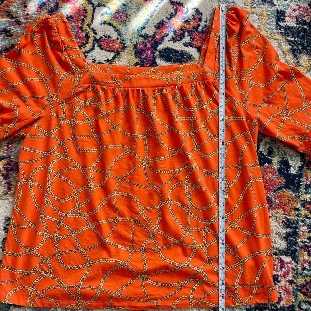 Michael Kors Square Neck Zinnia Chain Print Top Size L - Picture 6 of 8